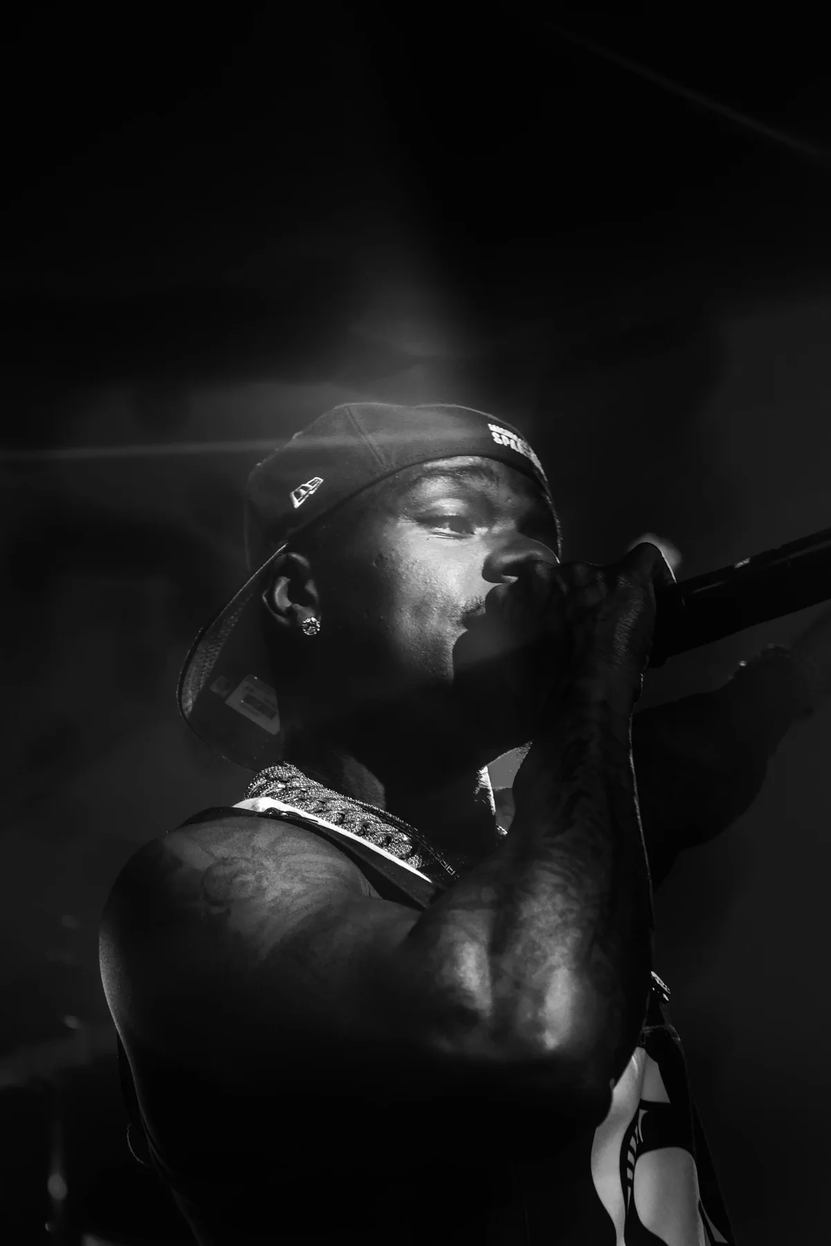 Close-up concert portrait of DaBaby