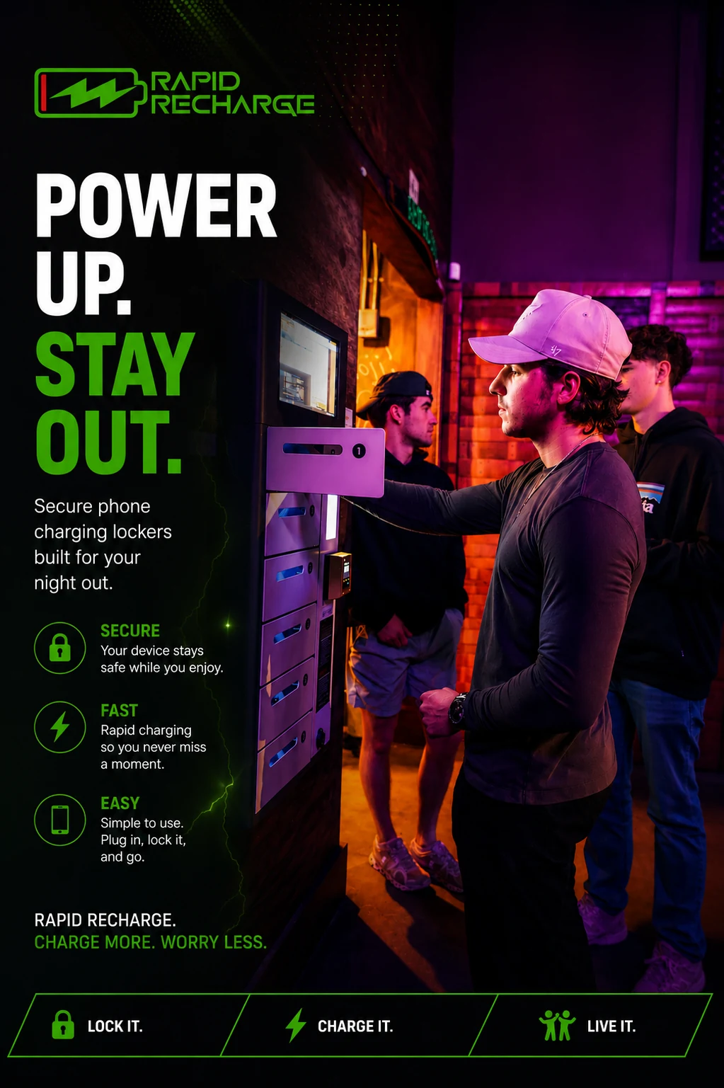 Rapid Recharge nightlife charging locker campaign