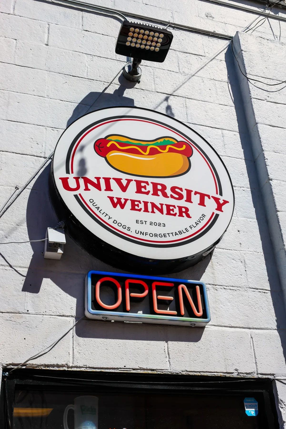 University Weiner storefront sign